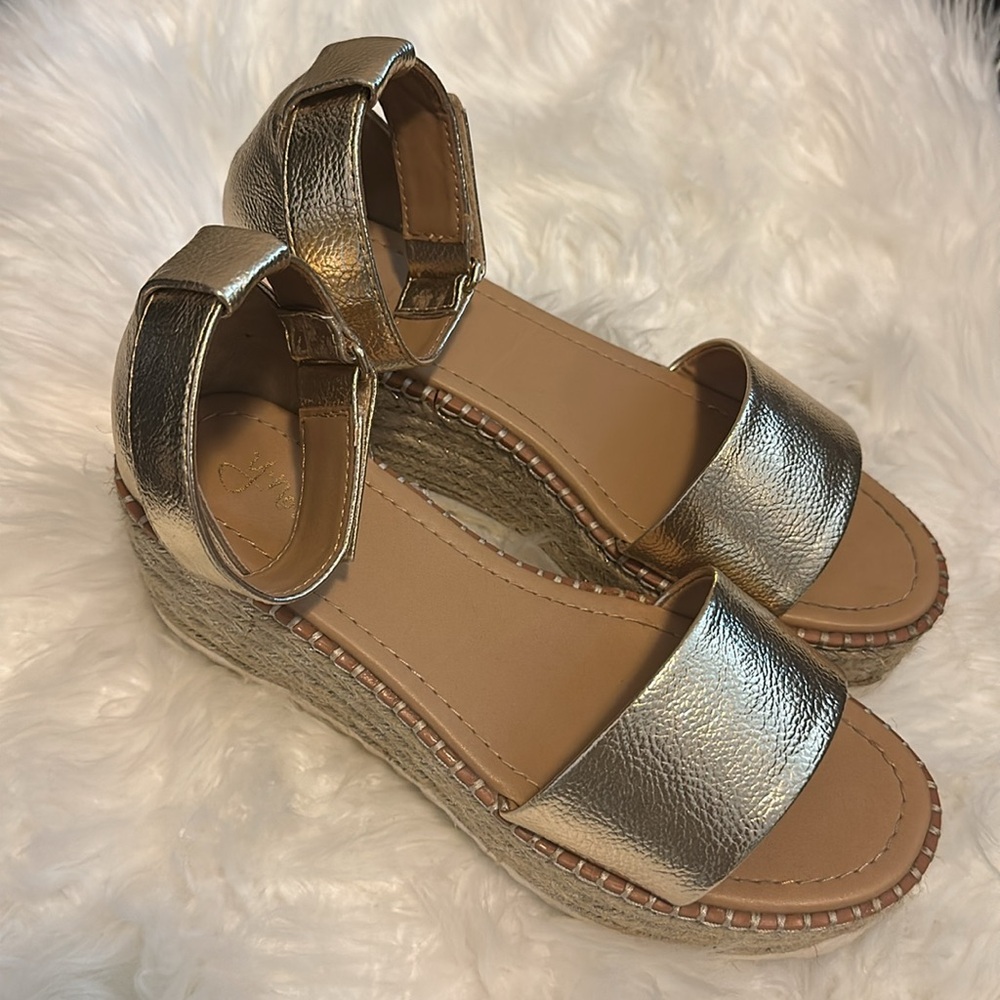 Gold Espadrille Platform Sandals